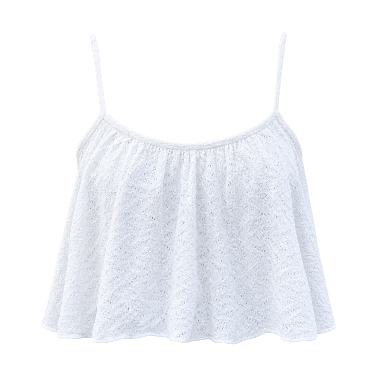 White Textured Spaghetti Strap Camisole