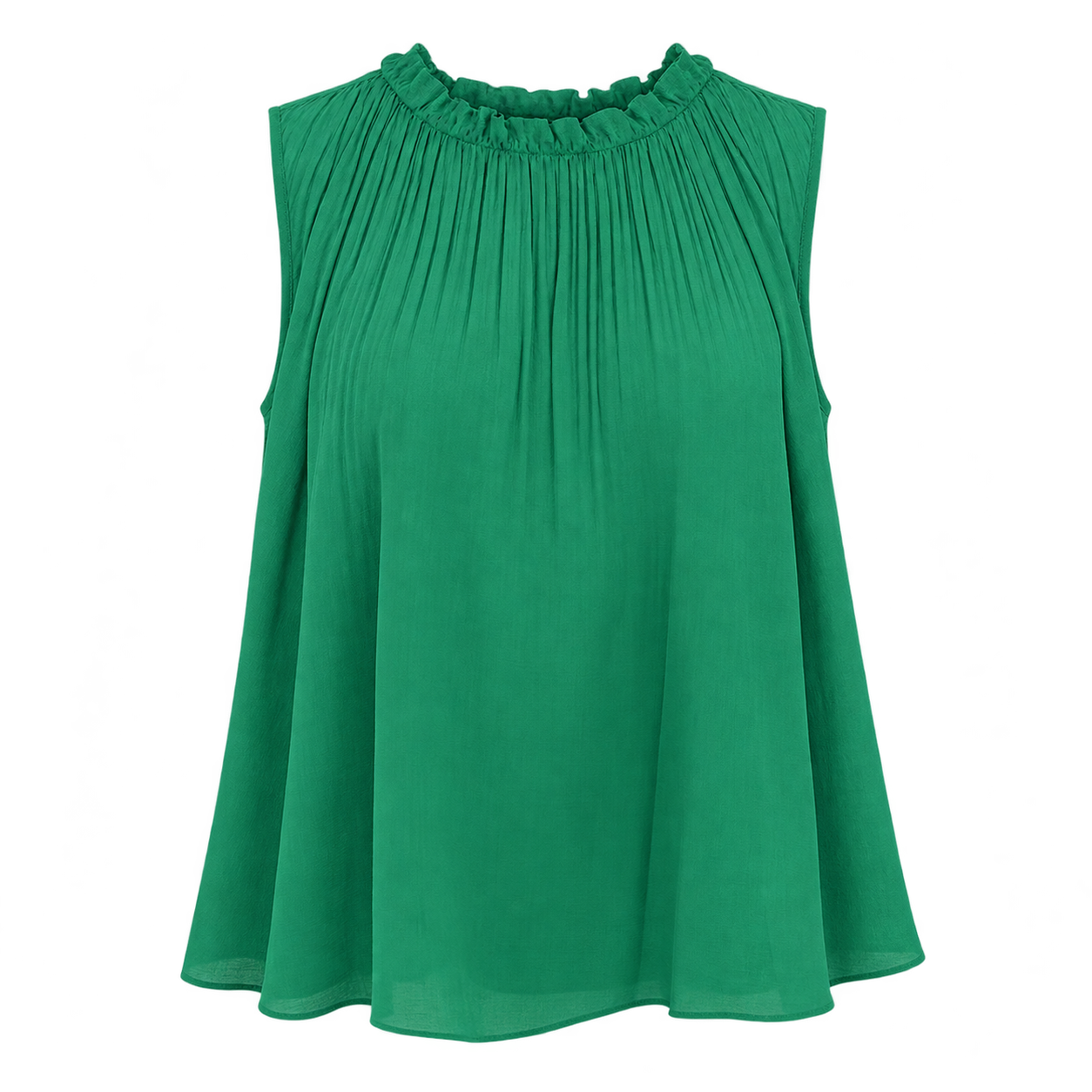 Emerald Pleated Sleeveless Blouse