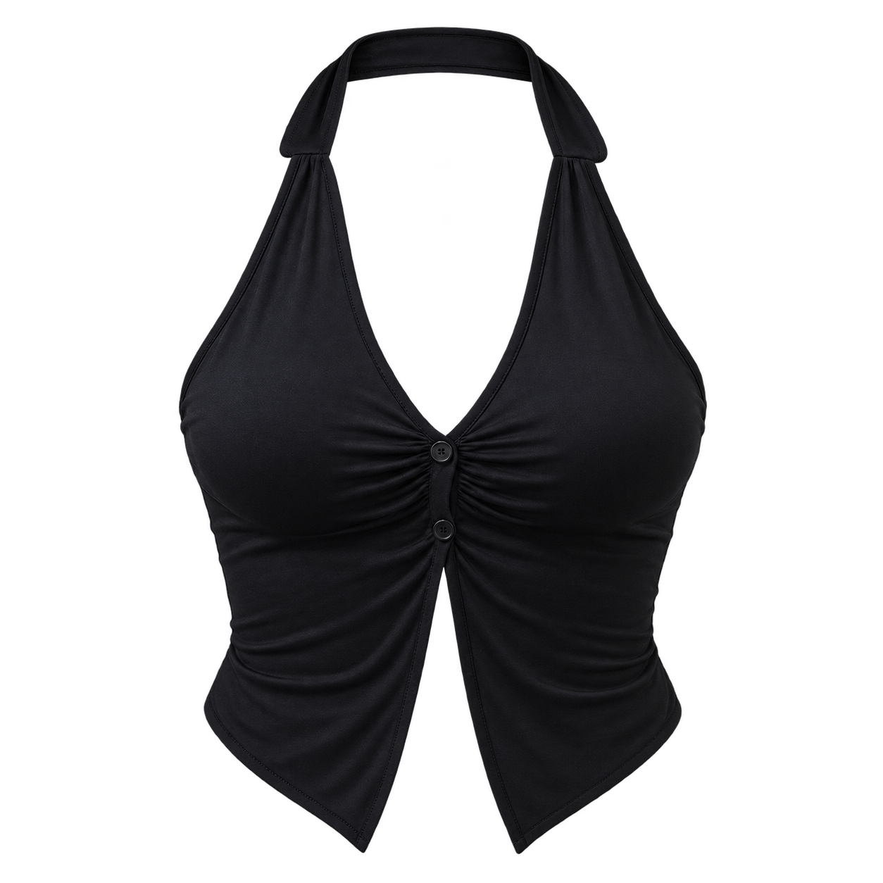 Atasan halter hitam berkancing