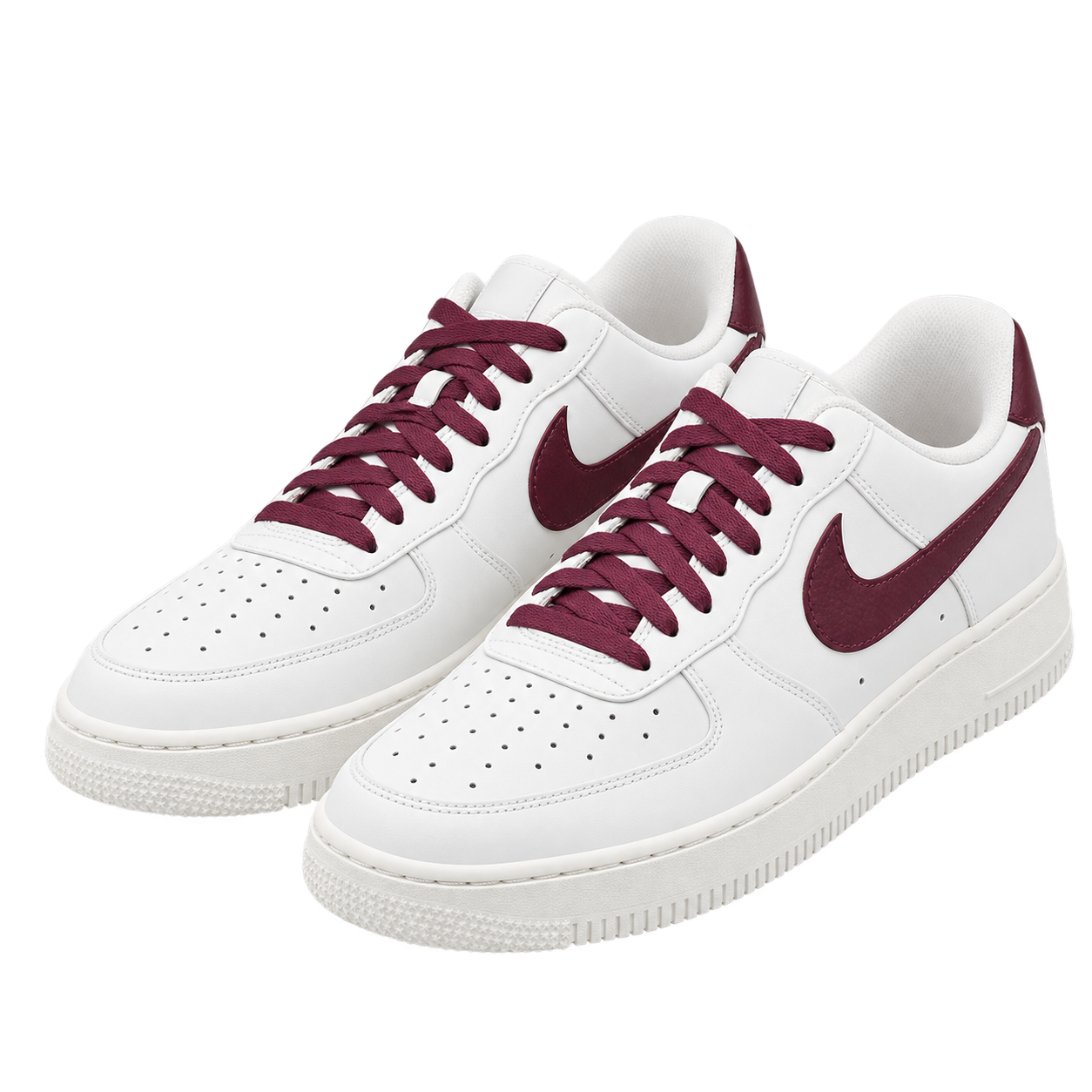 Sepatu putih aksen burgundy